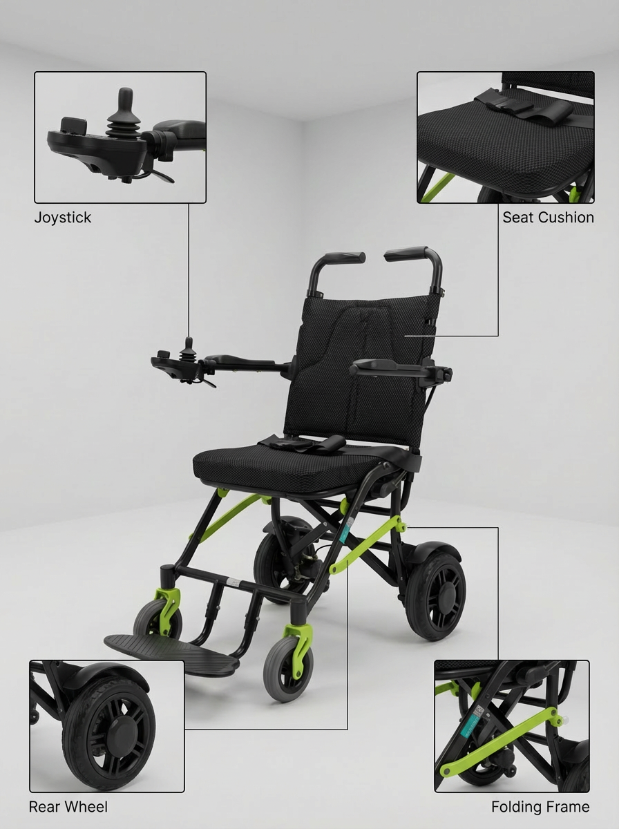 Lightweight Lithium Electric Wheelchair 36 cm