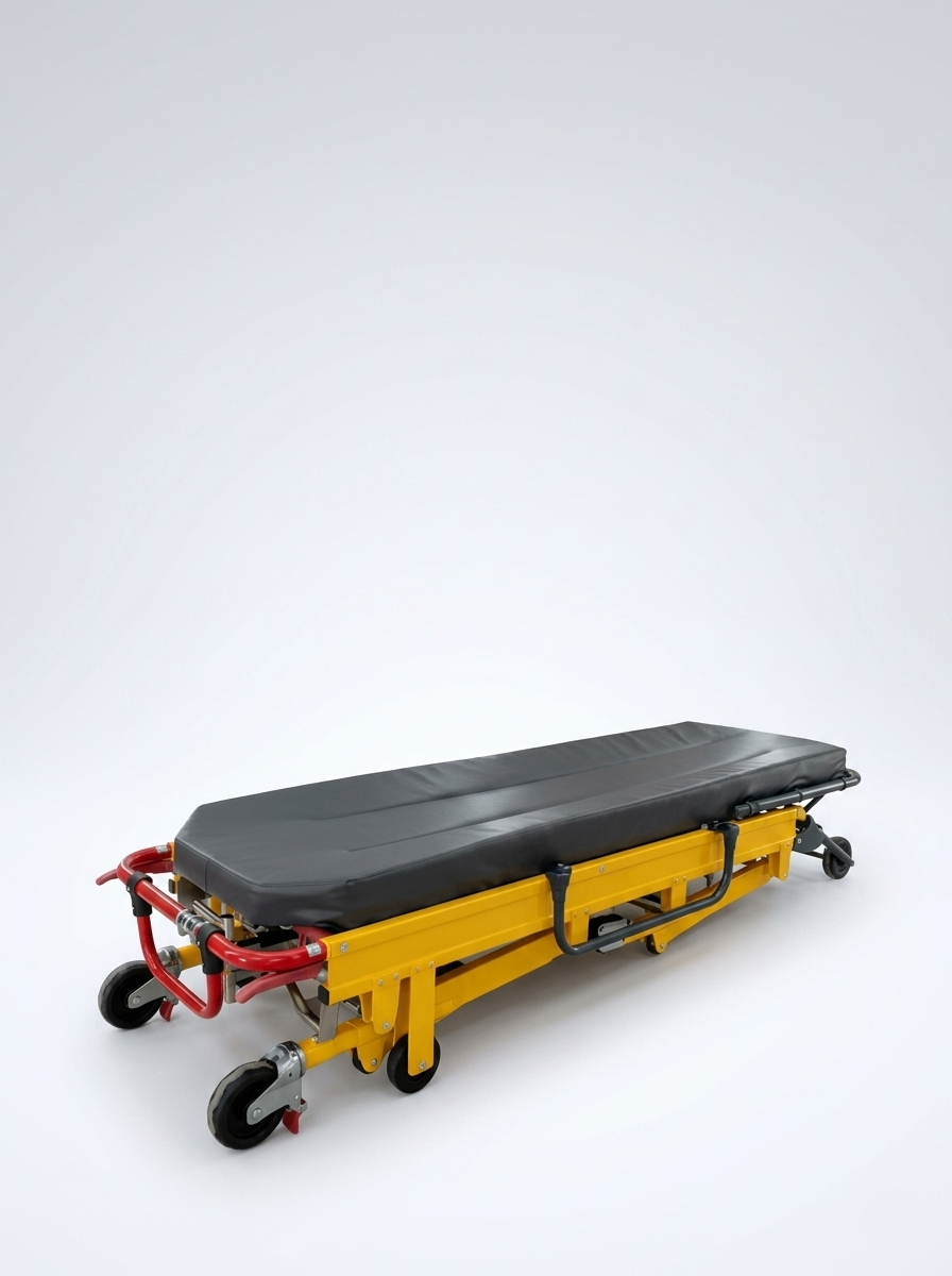 Yellow and black stretcher on a white background