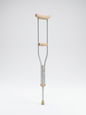 Crutch with wooden handle and footpad on a white background