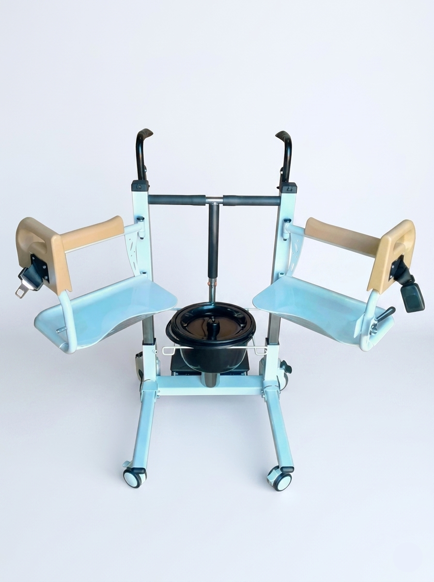 Portable toilet with wheels on a white background