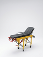 Medical stretcher with black mattress on a white background