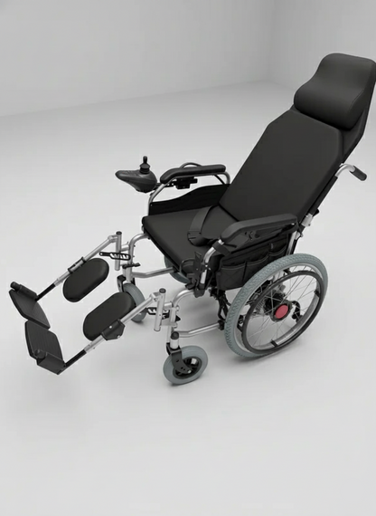 Reclining wheelchair on a white background