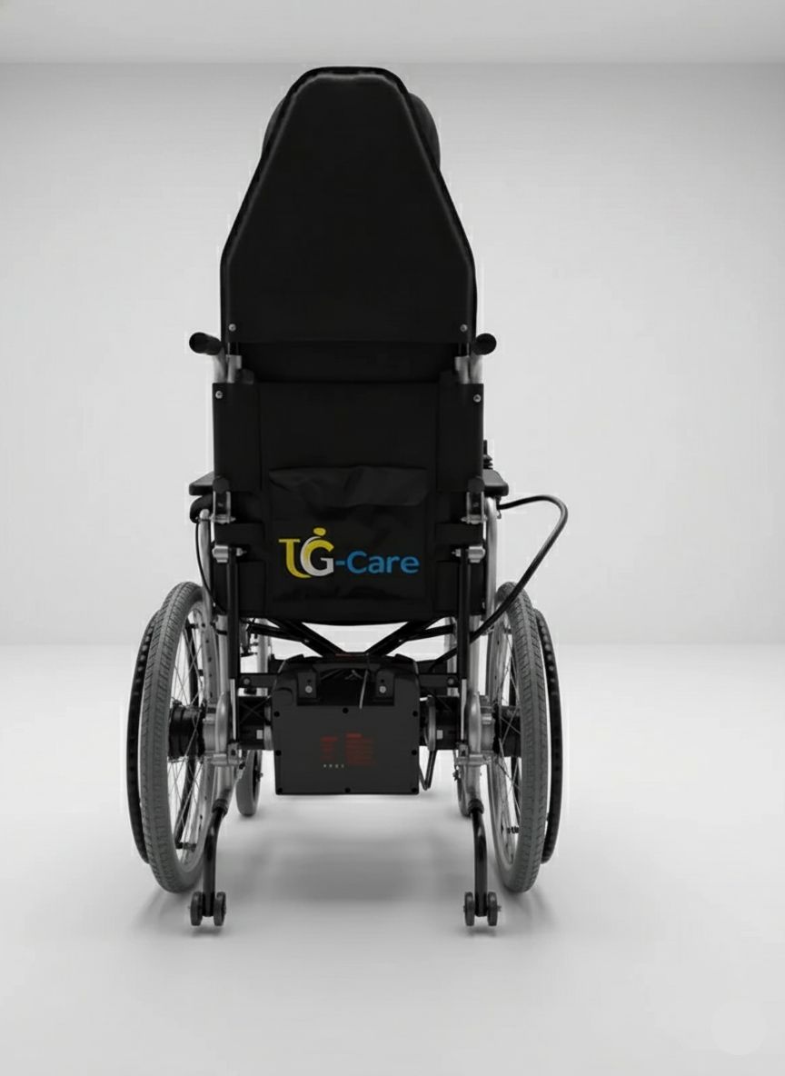 Wheelchair with 'LG Care' logo on a white background