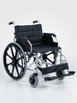 Black wheelchair with black seat on a white background