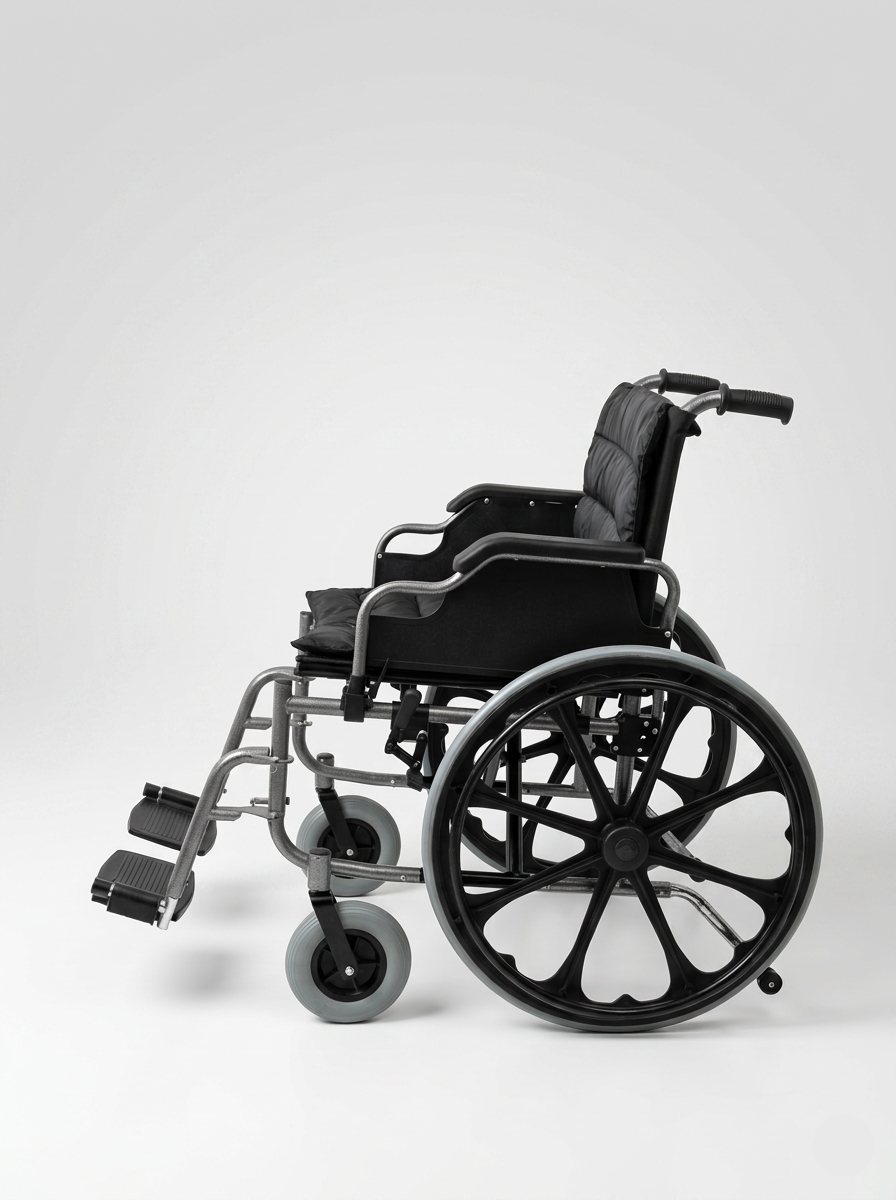 Black wheelchair on a white background