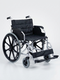 Black wheelchair with black seat on a white background