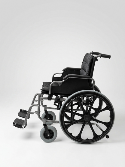 Black wheelchair on a white background
